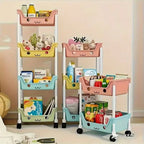 Rolling Bookshelf 5 Layer Mobile Storage Shelf Compact Organizer for Home Office Classroom Bedroom Space Saving Easy Assembly