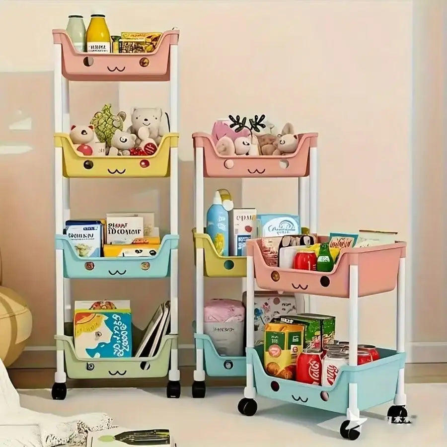 Rolling Bookshelf 5 Layer Mobile Storage Shelf Compact Organizer for Home Office Classroom Bedroom Space Saving Easy Assembly