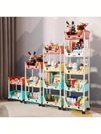 Rolling Bookshelf 5 Layer Mobile Storage Shelf Compact Organizer for Home Office Classroom Bedroom Space Saving Easy Assembly
