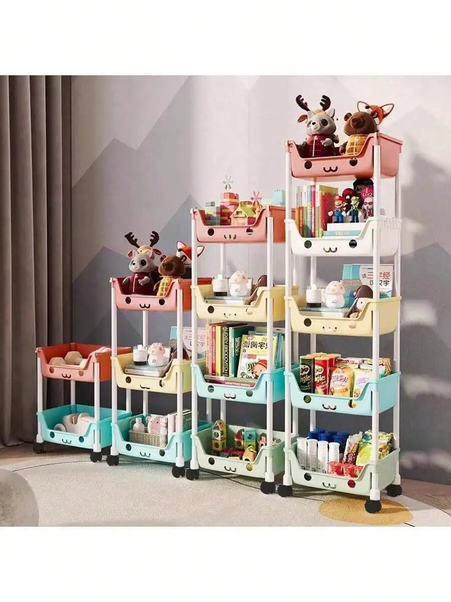 Rolling Bookshelf 5 Layer Mobile Storage Shelf Compact Organizer for Home Office Classroom Bedroom Space Saving Easy Assembly