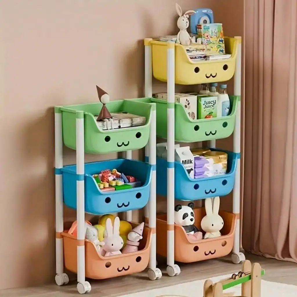 Rolling Bookshelf 5 Layer Mobile Storage Shelf Compact Organizer for Home Office Classroom Bedroom Space Saving Easy Assembly