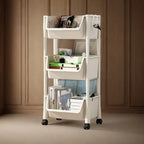 Rolling Bookshelf 5 Layer Mobile Storage Shelf Compact Organizer for Home Office Classroom Bedroom Space Saving Easy Assembly