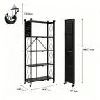 Ready-To-Use Folding Storage Rack 2/3/4/5-Tier Space Saving No Assembly Portable for Living Room Kitchen Garage