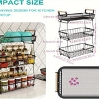 3 Tier Fruit Basket Bowl With 2 Banana Hangers For Kitchen Counter, Vegetable Countertop Produce Storage Holder, Large Capacity Metal Wire Fruits Stand Organizer For Onion Potato Bread Snack